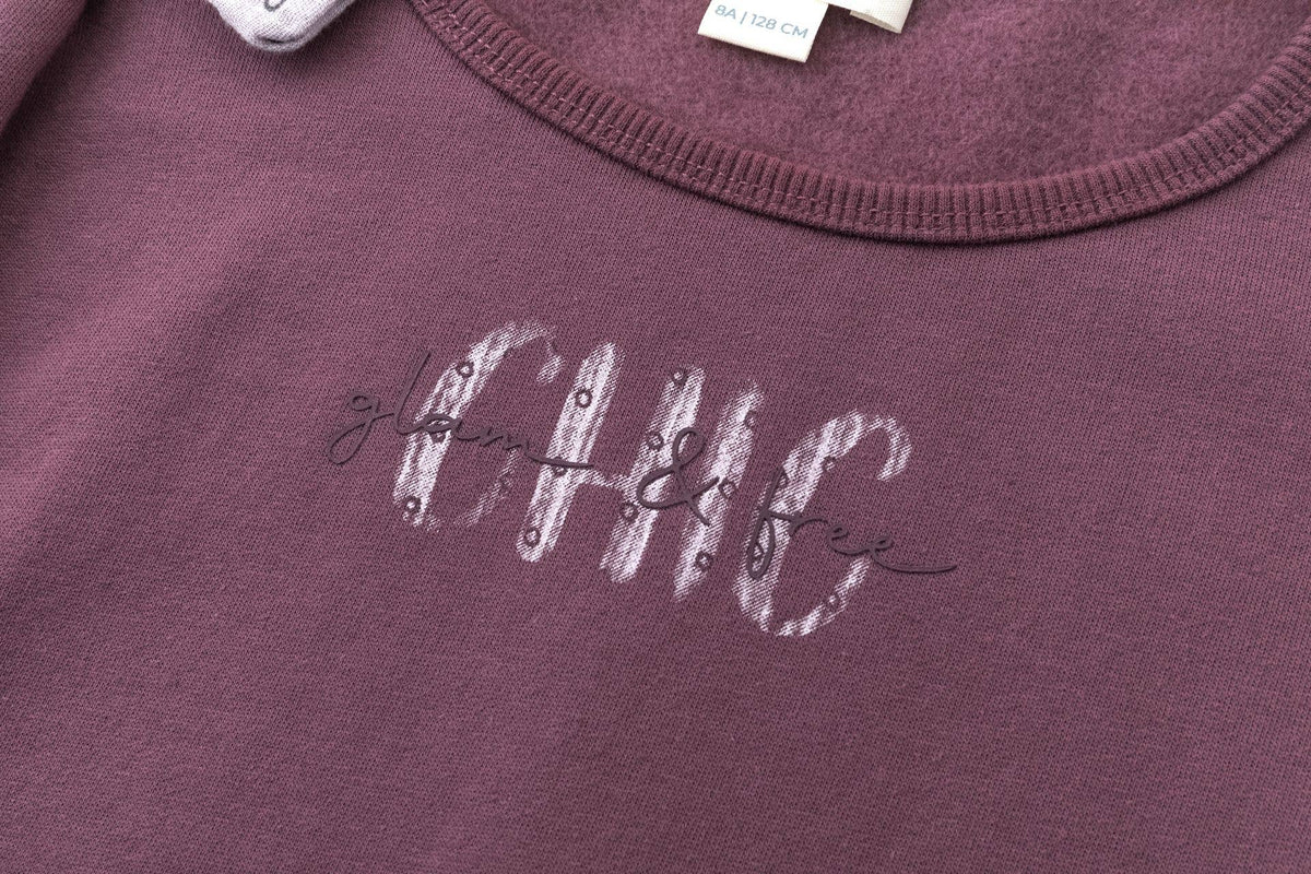 Newness Pull en polaire pour fille avec texte et nœud