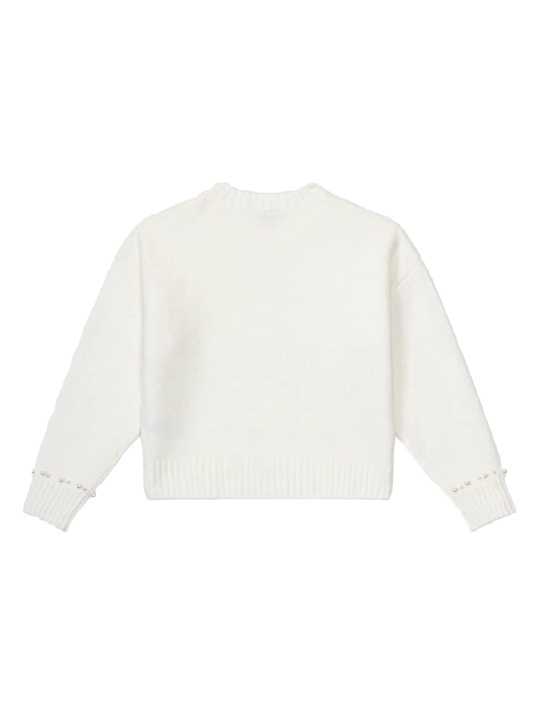 Meisjes tricot trui parels wit
