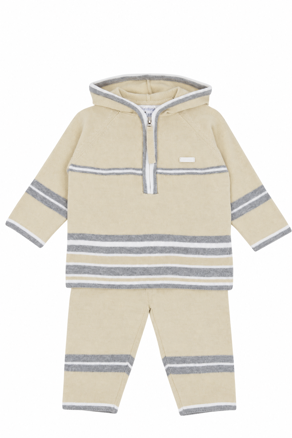Blues Baby Boys Beige Knitted Hoodie Set