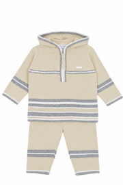 Blues Baby Boys Beige Knitted Hoodie Set