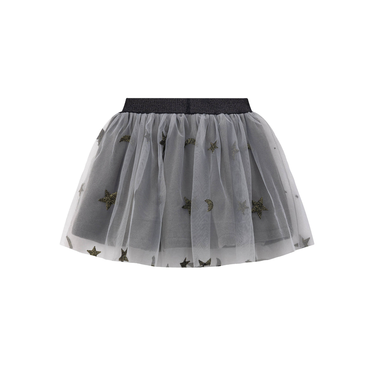 Newness Meisjes tule rok met gouden sterren Grijs