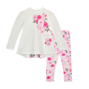 A'Dee Leggingset met rozenprint - Sneeuwwit