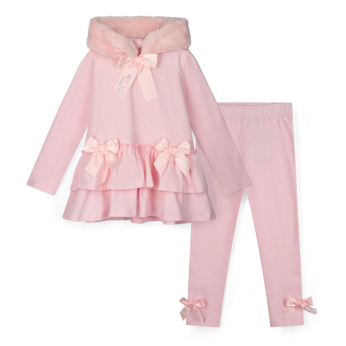 Ensemble legging A’dee avec capuche en fourrure - Rose clair