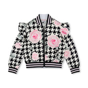 A'Dee Bomberjack met pied-de-poule print - Zwart
