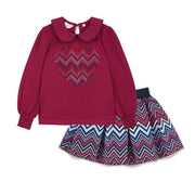 A'Dee Rokset met chevronprint - Kersenrood