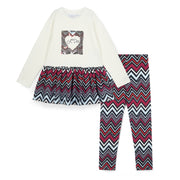 A'Dee Peplum-legging­set met chevronprint - Sneeuwwit