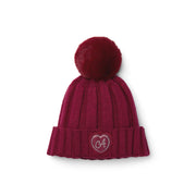 A'Dee Gebreide muts met pompon - Kersenrood