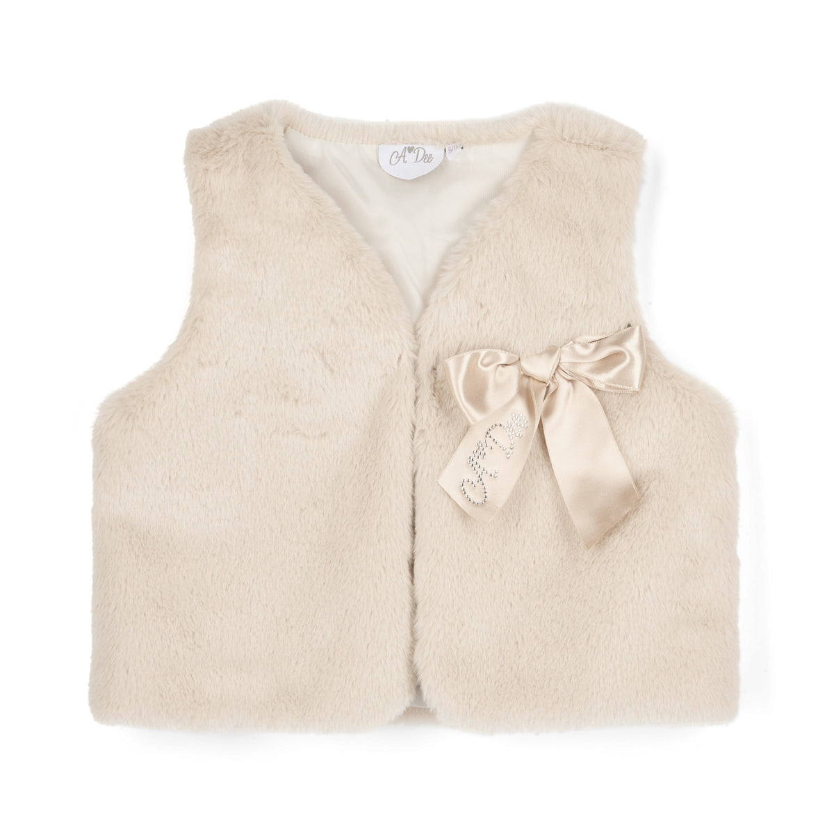 Gilet A’dee avec bordure en fourrure - Beige pierre
