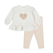Little A Leggingset met bonthartje - Sneeuwwit