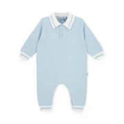 Mitch & Son Gebreide polo-romper - Hemelsblauw