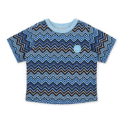 Mitch & Son T-shirt met zigzagprint - Korenbloemblauw