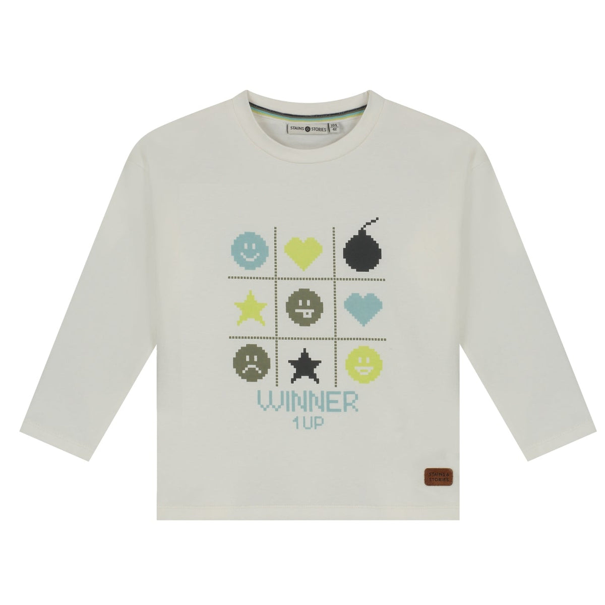 T-shirt Stains & Stories à manches longues – Blanc cassé