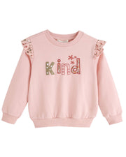Newness Pull pour fille avec texte et volants aux manches