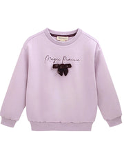 Sweat-shirt doublé polaire, texte et nœud violet