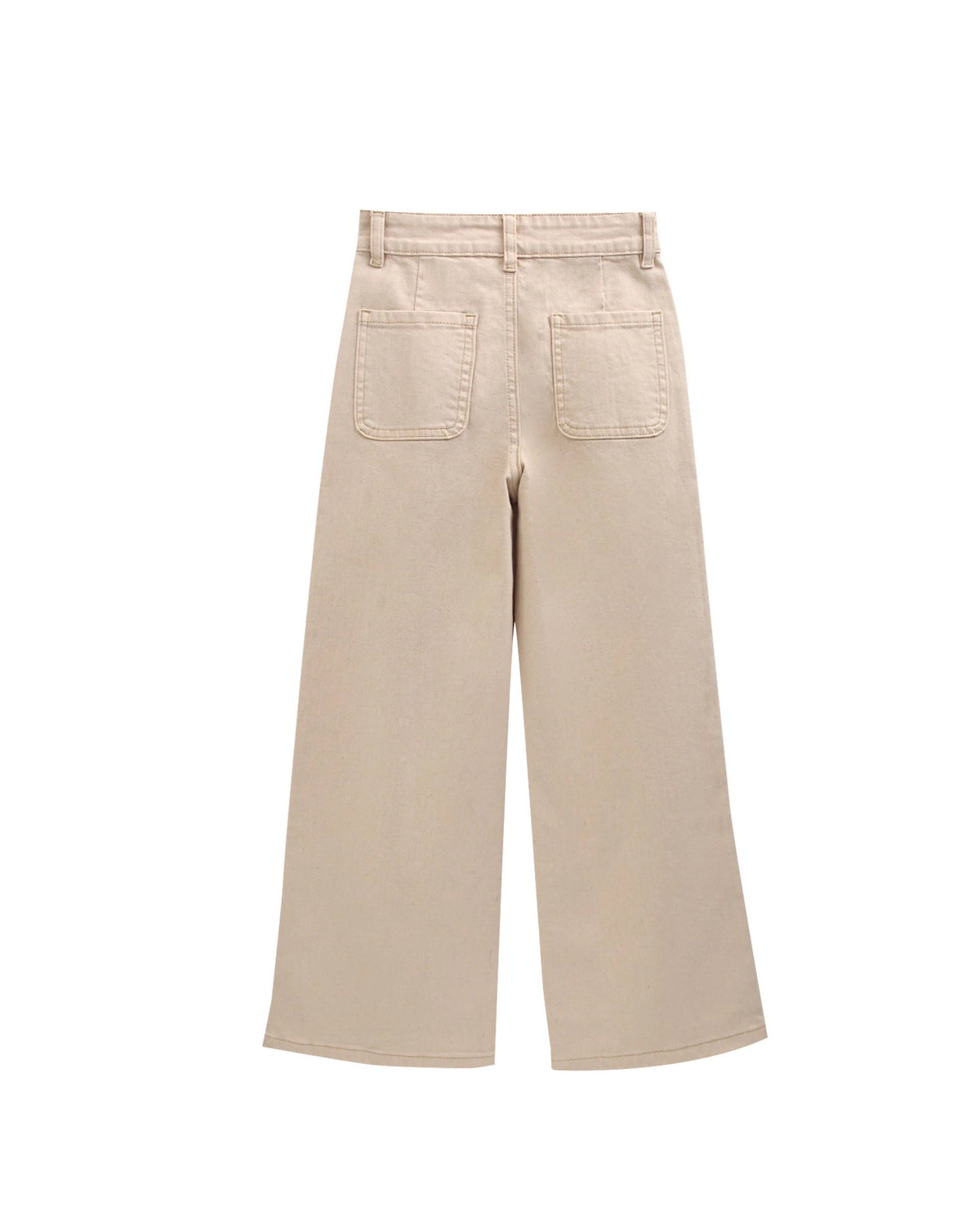 Beige wijde jeans, vijf zakken