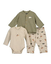 Blue Seven Baby jongens body, broek en jas - Khaki
