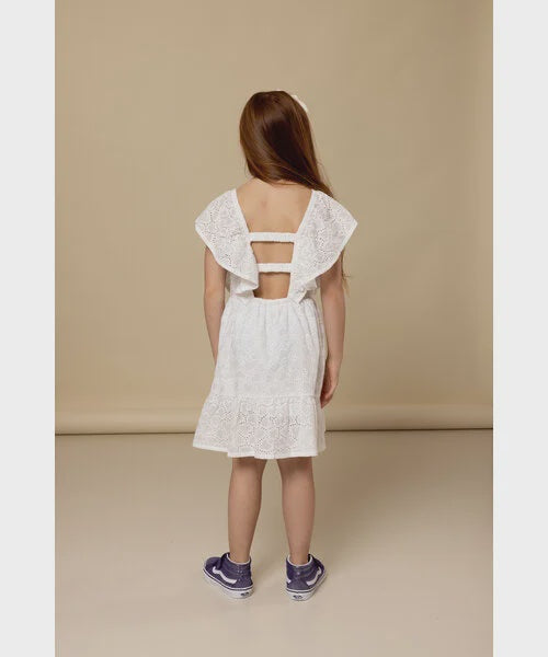 LOOXS Little Zomerjurk wit Broderie Anglaise