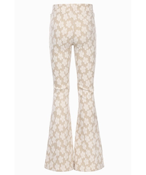 LOOXS Little Jaquard Flared pants Offwhite Flowerfield