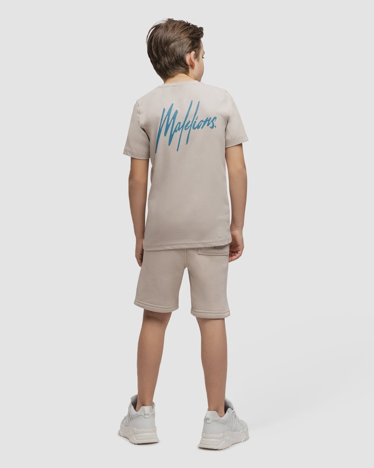 Malelions Junior Striped Signature Shorts  Taupe