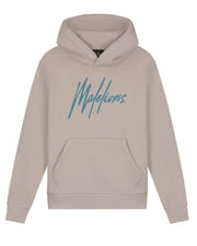 Malelions Junior Striped Signature Hoodie  Taupe