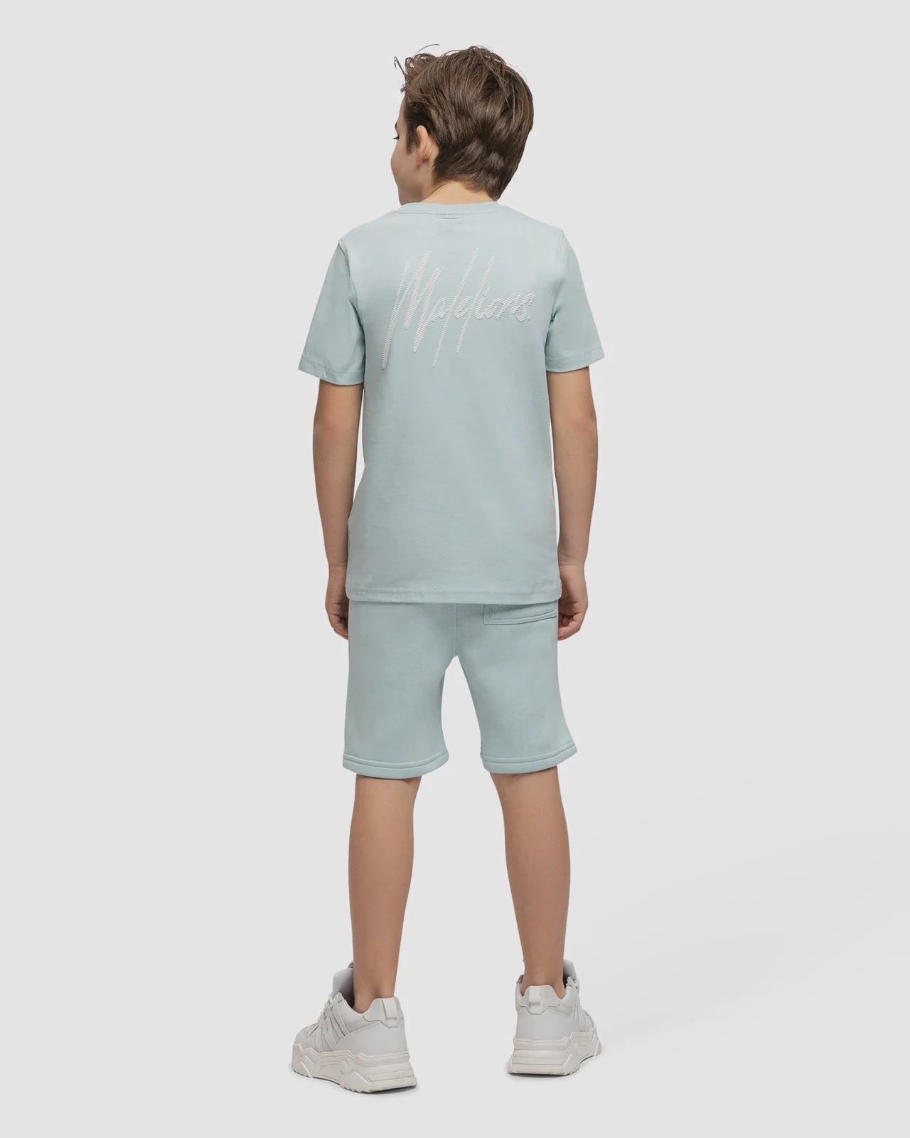 Malelions Junior Striped Signature T-Shirt Sky Blue