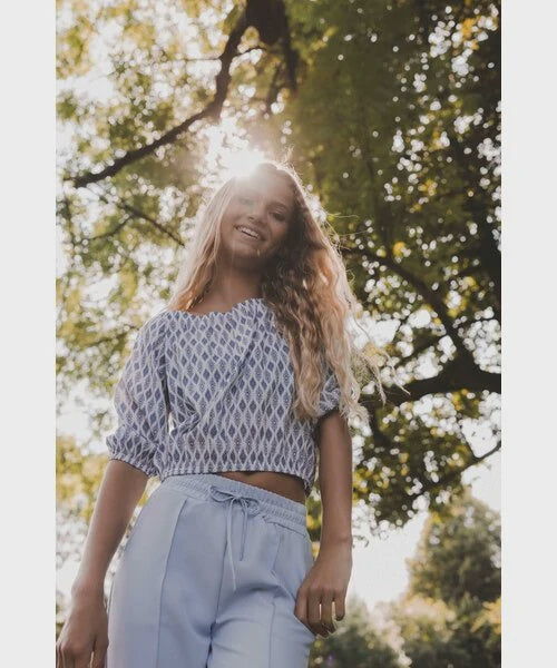 LOOXS 10sixteen Offshoulder top Blue print