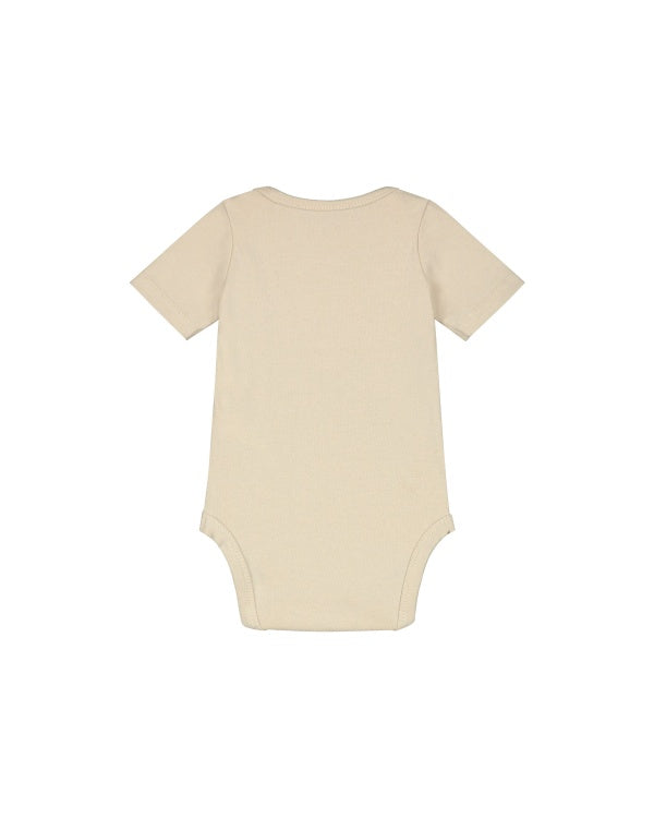 Malelions Baby Signature Short Sleeve Bodysuit Beige