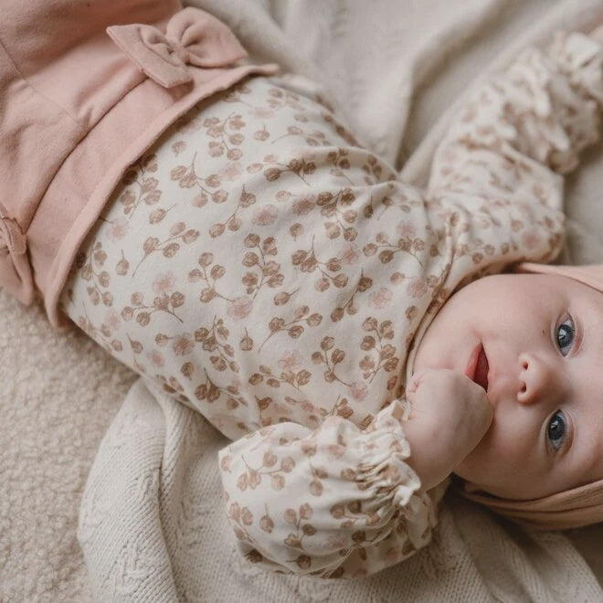 Dirkje meisjes baby bio broek oudroze strikjes