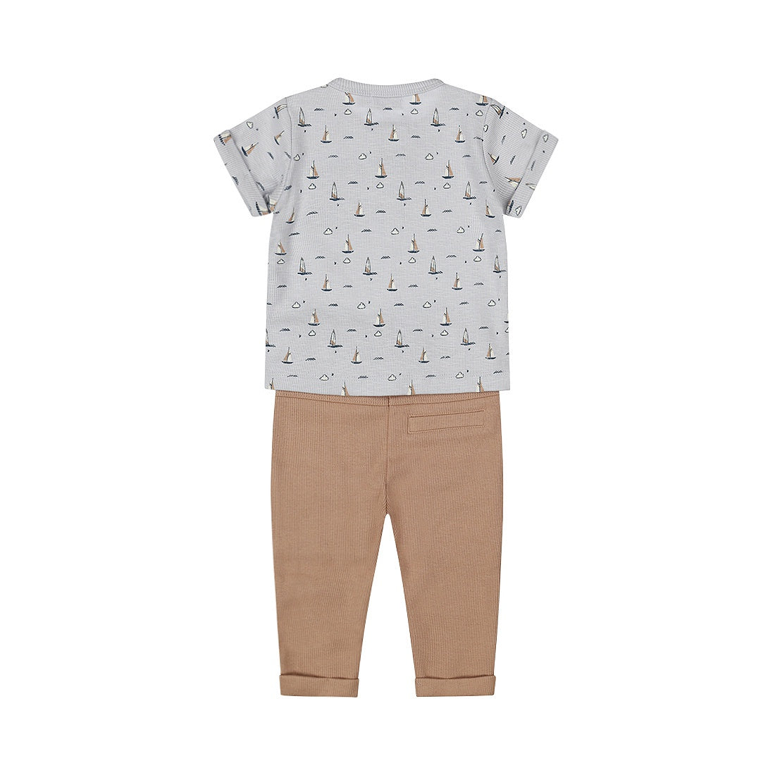 Dirkje Jungen Baby T-shirt Hose hellblau braun Boote
