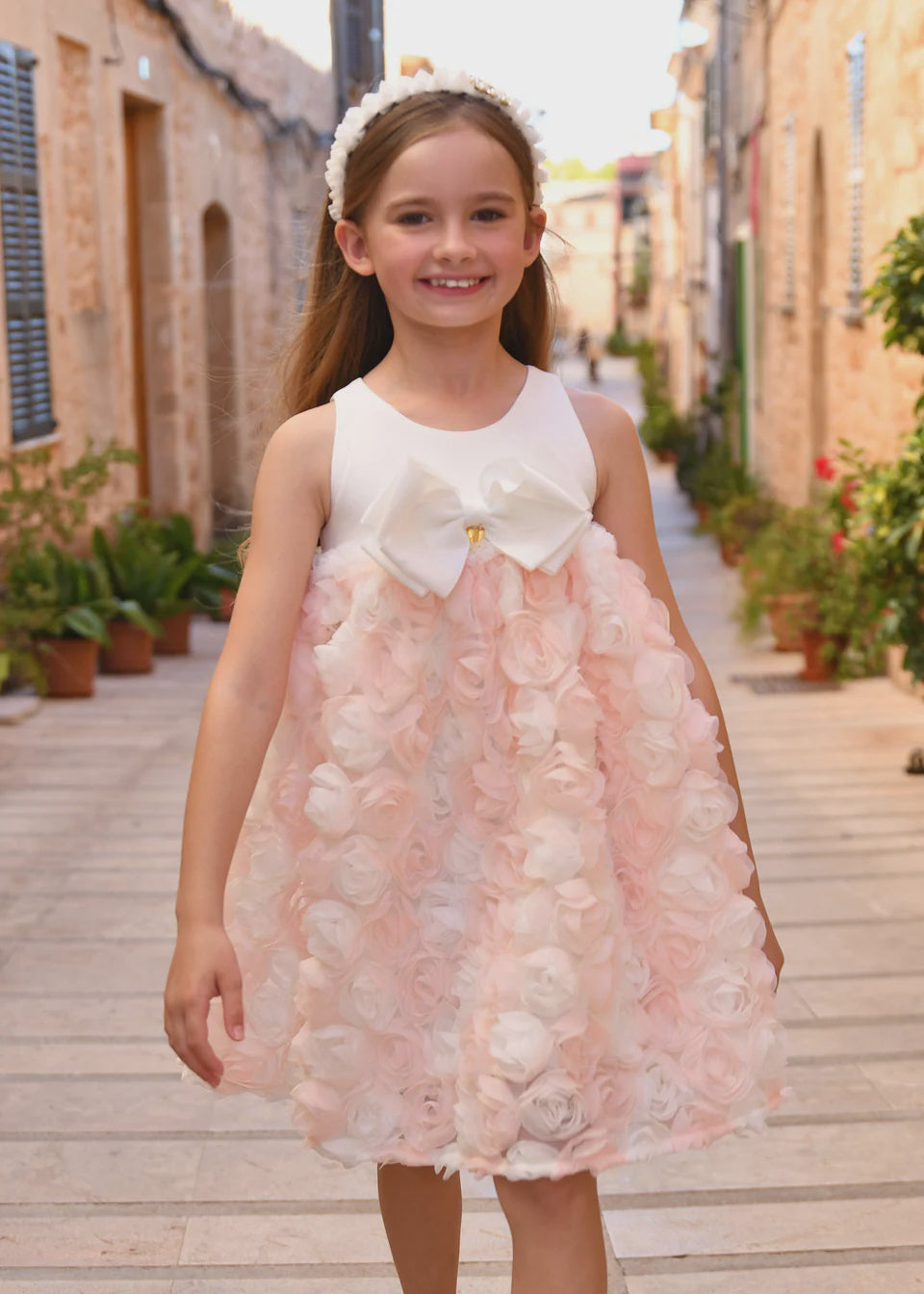 Angel's Face ReeRee 3D Roses Dress Snowdrop/Pink