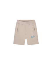 Malelions Junior Striped Signature Shorts  Taupe