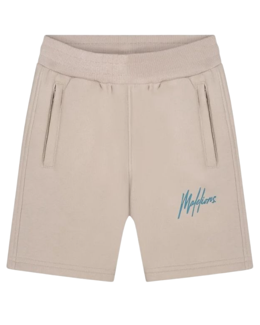 Malelions Junior Striped Signature Shorts  Taupe