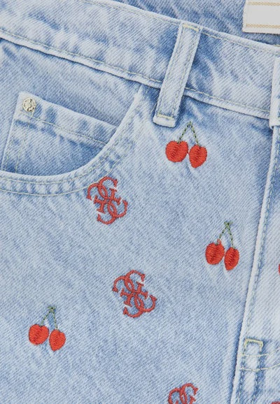 Guess rigid w embroider jeansshort - baby cherry