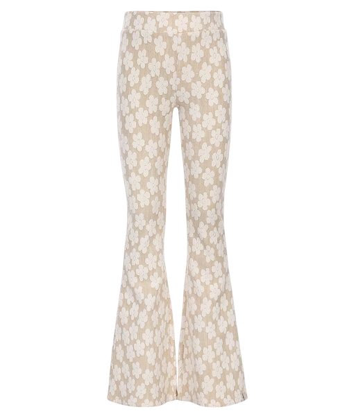 LOOXS Little Jaquard Flared pants Offwhite Flowerfield