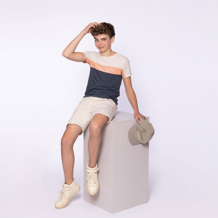 No Way Monday jongens shorts beige sierkoord