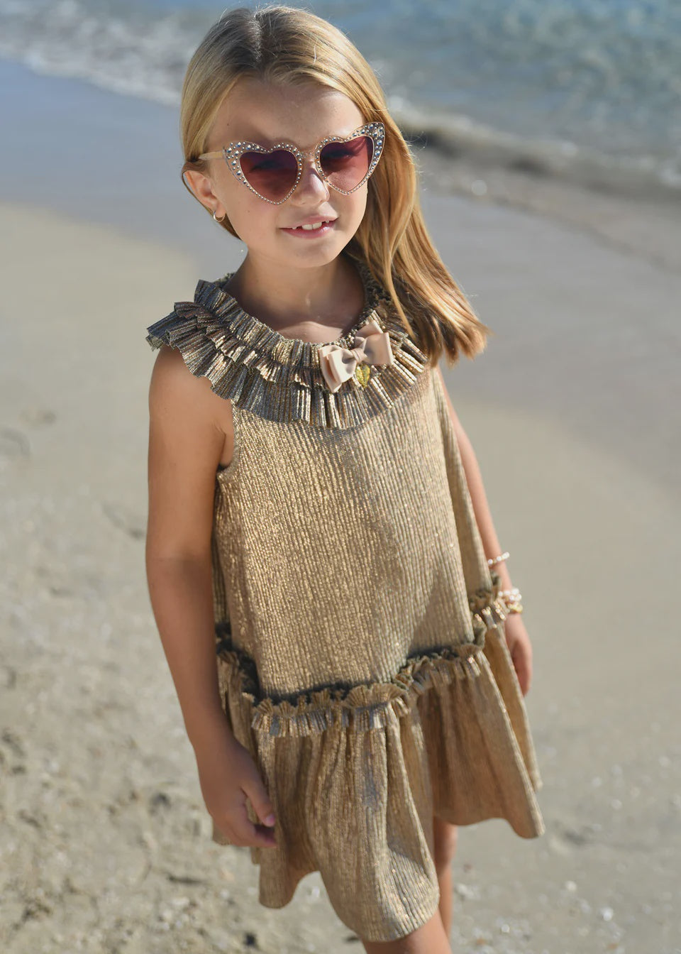 Angel's Face  Ember Pleated Dress Gold