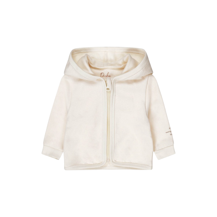 Dirkje unisex baby bio vest off white met capuchon en rits