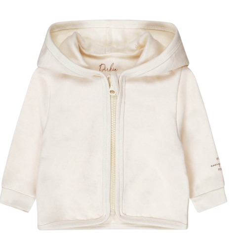 Dirkje unisex baby bio vest off white met capuchon en rits