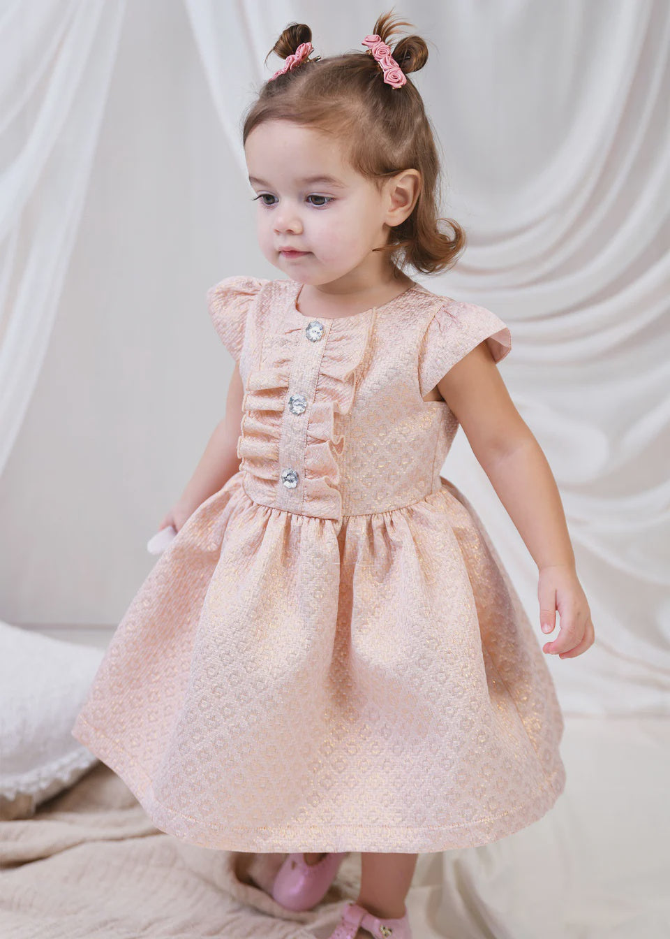 Angel's face Rhiannon Baby Jacquard Dress Rose Gold