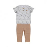 Dirkje Jungen Baby T-shirt Hose hellblau braun Boote