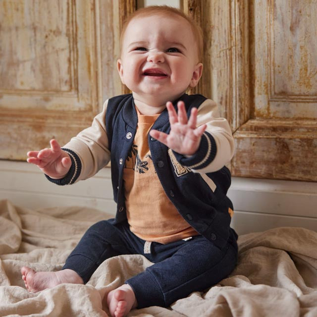 Dirkje jongens baby set T-shirt vest broek donkerblauw