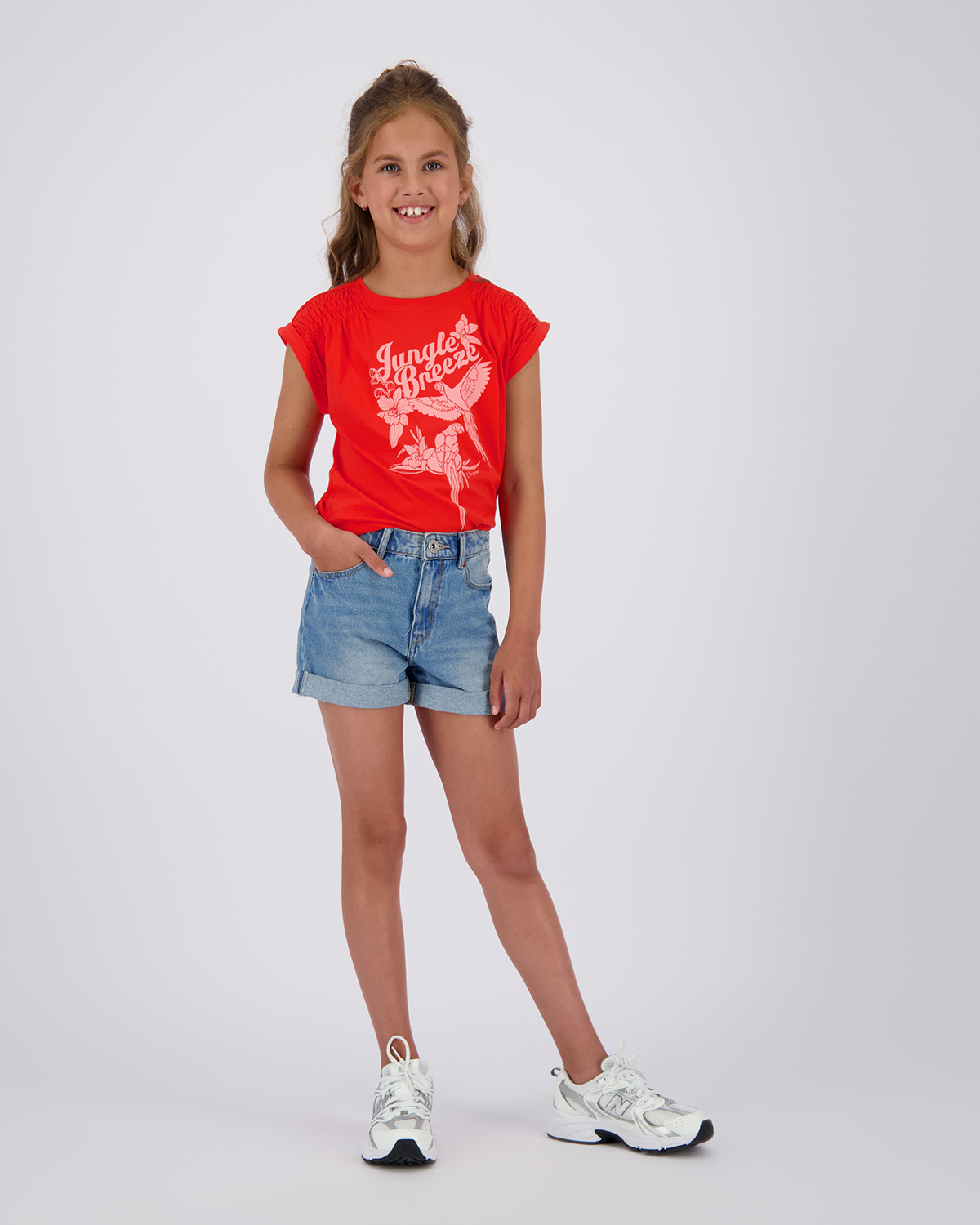 Vingino Regular Jeans 'Dewi' in Blauw Denim korte broek