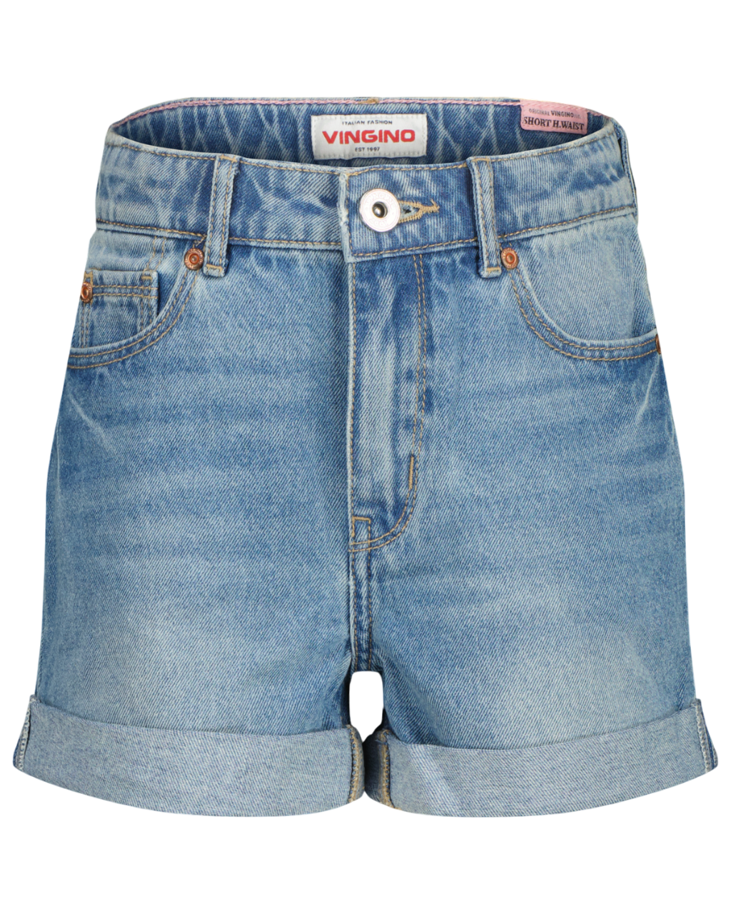 Vingino Regular Jeans 'Dewi' in Blauw Denim korte broek