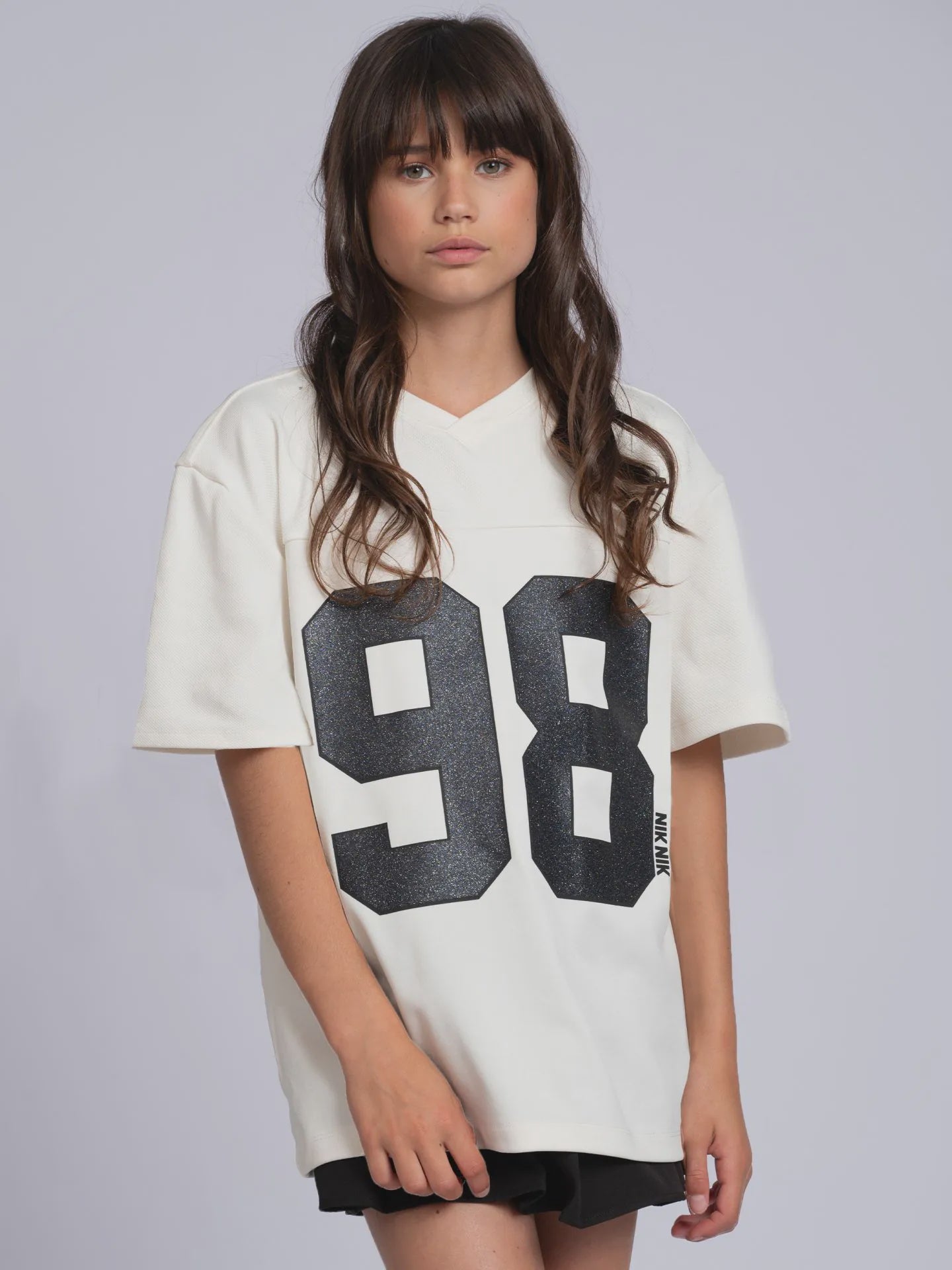 Nik & Nik Losvallend varsity T-shirt met grafische print