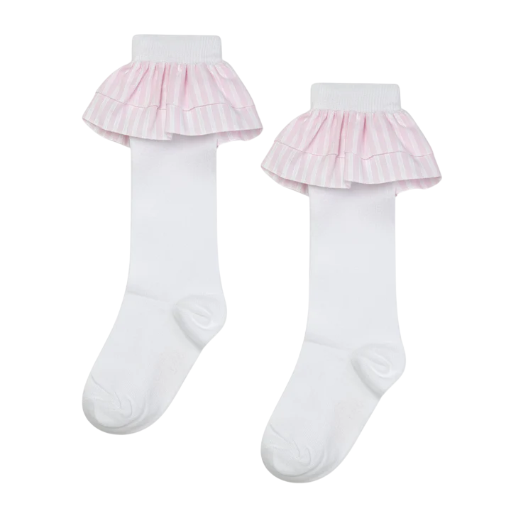 A'dee White Colette Knee High Socks