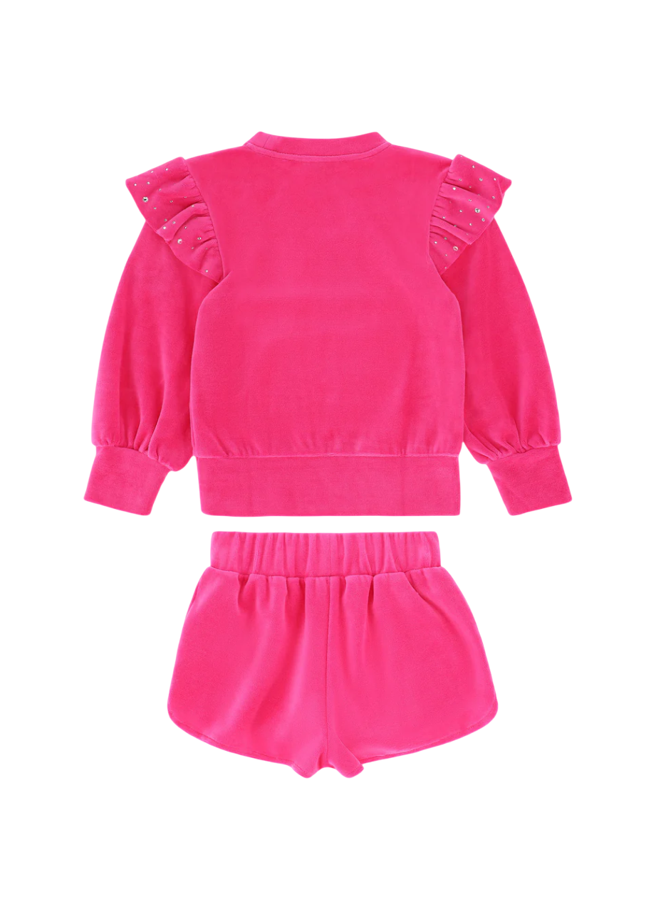 Angel’s Face Bijou Crystal Velour Short Set Hot Pink