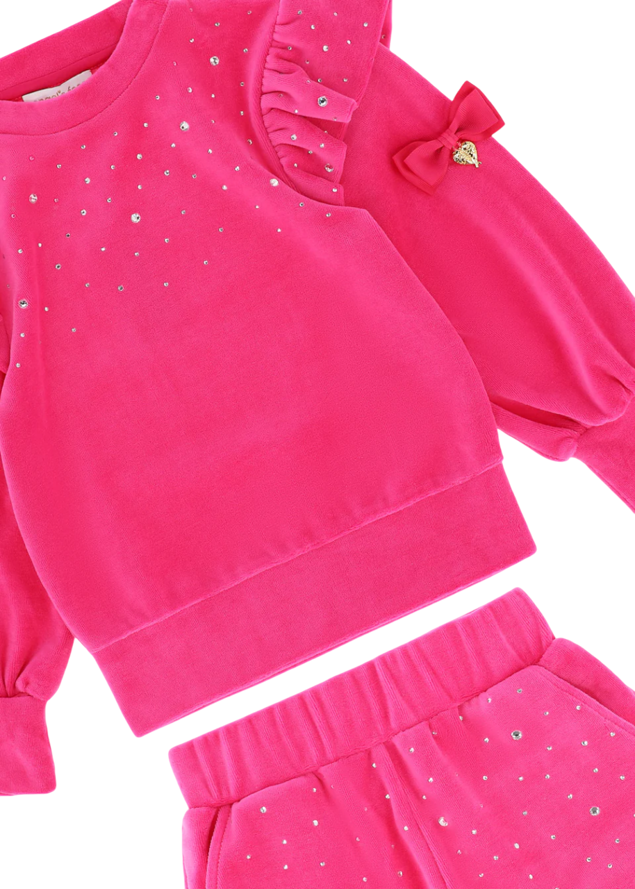 Angel’s Face Bijou Crystal Velour Short Set Hot Pink