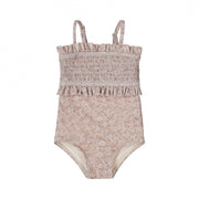 Dirkje meisjes badpak beige bloemetjes