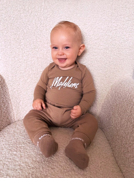 Malelions Baby Longsleeve Bodysuit - Taupe