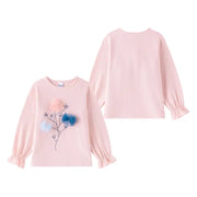 T-shirt rose à manches longues pour fille avec fleur